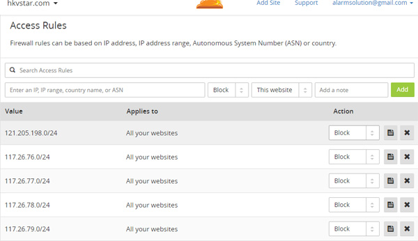 Cloudflare 禁止IP地址段访问