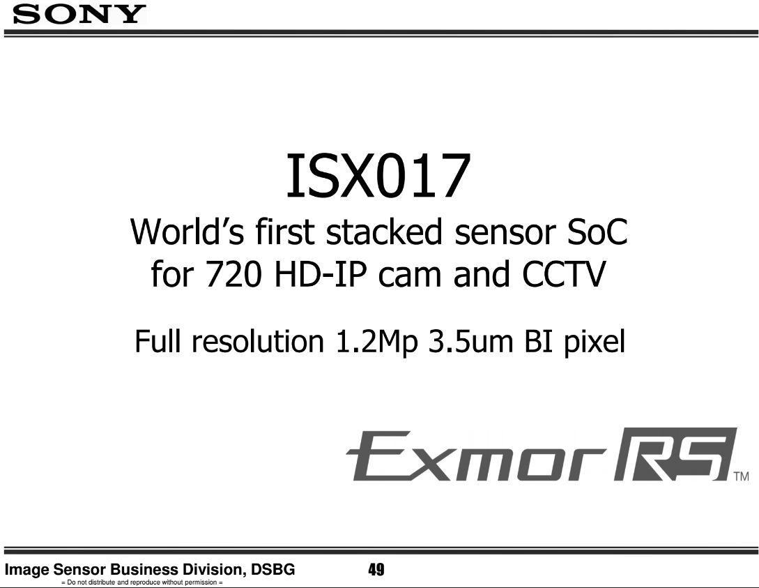 Sony Exmor RS ISX017 CMOS